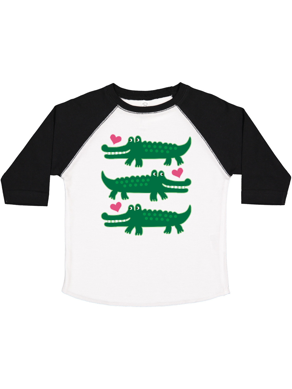 Inktastic Alligator Crocodile Reptile Toddler Long Sleeve T-Shirt – Cute Trio With Pink Hearts