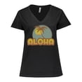 thumbnail image 1 of Inktastic Aloha Palm Women's Plus Size V-Neck T-Shirt, 1 of 5