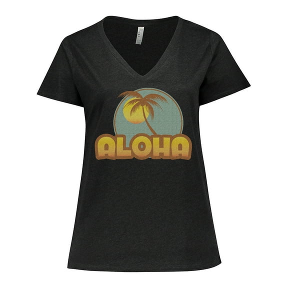 Inktastic Aloha Palm Women's Plus Size V-Neck T-Shirt