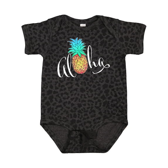 Inktastic Aloha in Cursive with Pineapple Rainbow Colors Boys or Girls Baby Bodysuit