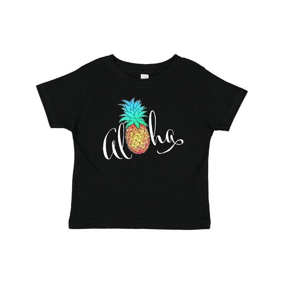 Inktastic Aloha- in cursive with pineapple rainbow colors Boys or Girls Baby T-Shirt