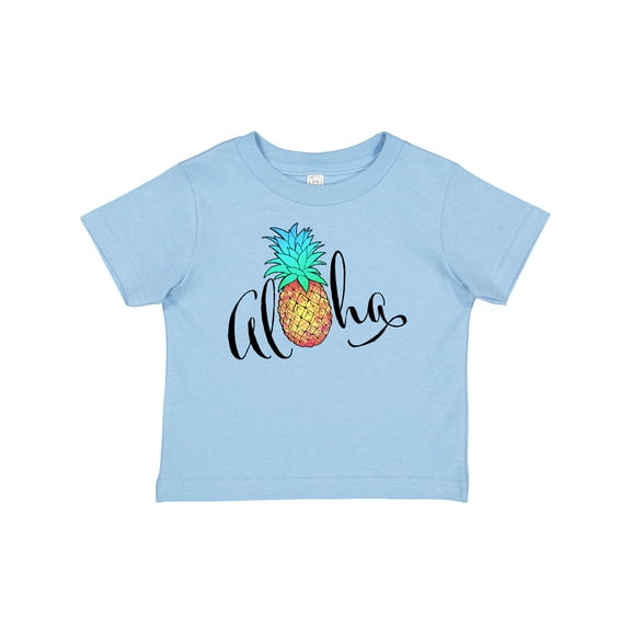 Inktastic Aloha- in cursive with pineapple rainbow colors Boys or Girls Baby T-Shirt