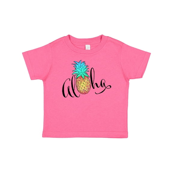 Inktastic Aloha- in cursive with pineapple rainbow colors Boys or Girls Baby T-Shirt