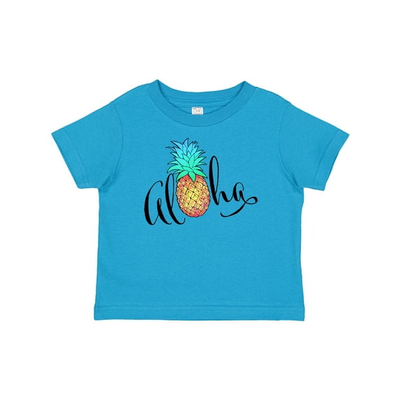 Inktastic Aloha- in cursive with pineapple rainbow colors Boys or Girls Baby T-Shirt