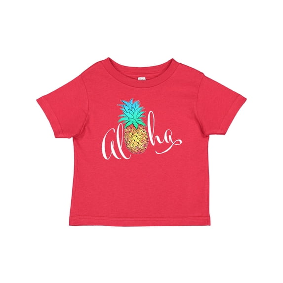 Inktastic Aloha- in cursive with pineapple rainbow colors Boys or Girls Baby T-Shirt