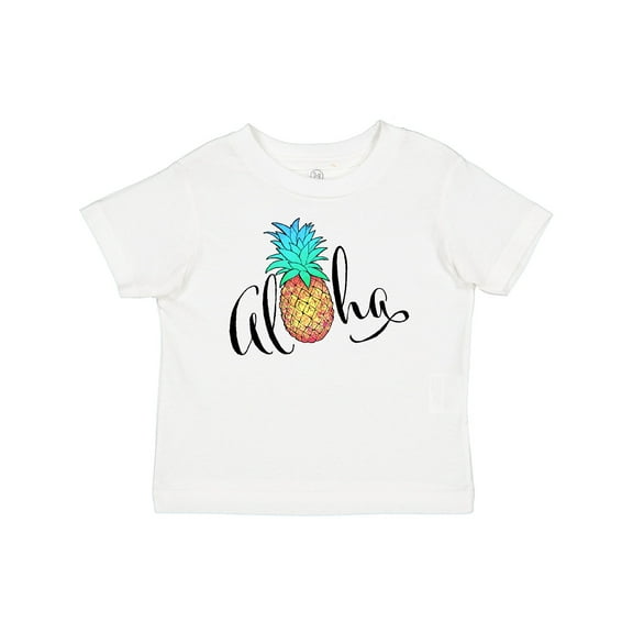 Inktastic Aloha- in cursive with pineapple rainbow colors Boys or Girls Baby T-Shirt