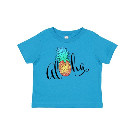 Inktastic Aloha- in cursive with pineapple rainbow colors Boys or Girls Toddler T-Shirt