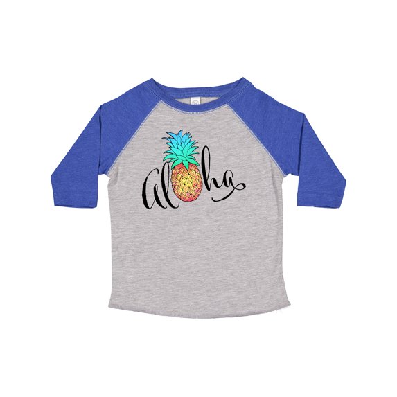 Inktastic Aloha- in cursive with pineapple rainbow colors Boys or Girls Toddler T-Shirt