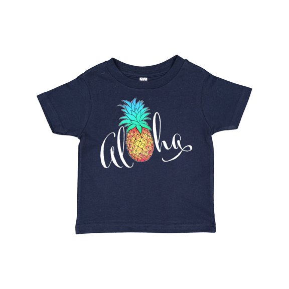 Inktastic Aloha- in cursive with pineapple rainbow colors Boys or Girls Toddler T-Shirt