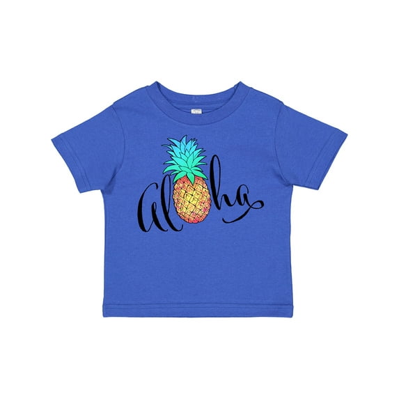 Inktastic Aloha- in cursive with pineapple rainbow colors Boys or Girls Toddler T-Shirt