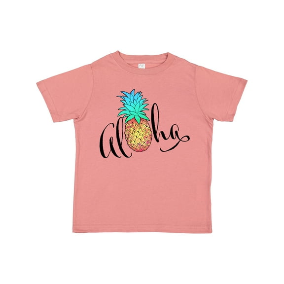 Inktastic Aloha- in cursive with pineapple rainbow colors Boys or Girls Toddler T-Shirt