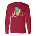 thumbnail image 1 of Inktastic Aloha- in cursive with pineapple rainbow colors Long Sleeve T-Shirt, 1 of 5