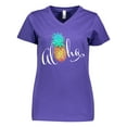 thumbnail image 1 of Inktastic Aloha- in cursive with pineapple rainbow colors Women's V-Neck T-Shirt, 1 of 5