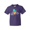 thumbnail image 1 of Inktastic Aloha- in cursive with pineapple rainbow colors Youth T-Shirt, 1 of 5