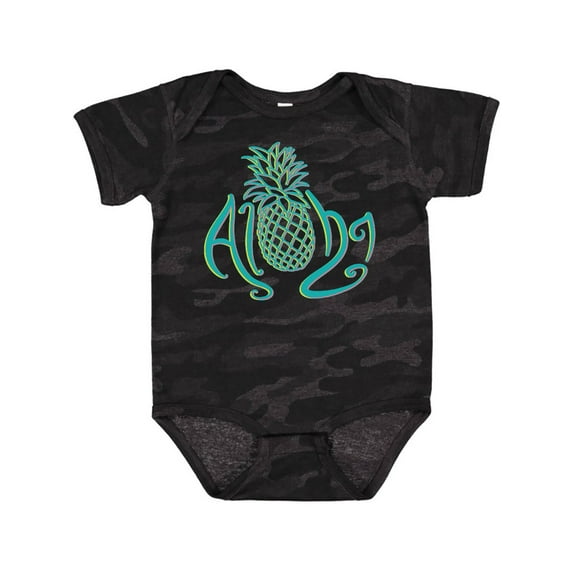 Inktastic Aloha- with Multicolor Teal Pineapple Boys or Girls Baby Bodysuit