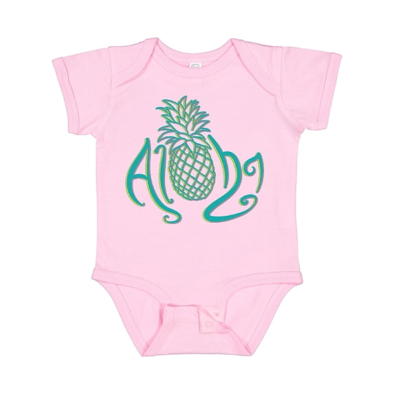 Inktastic Aloha- with Multicolor Teal Pineapple Boys or Girls Baby Bodysuit