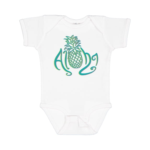 Inktastic Aloha- with Multicolor Teal Pineapple Boys or Girls Baby Bodysuit