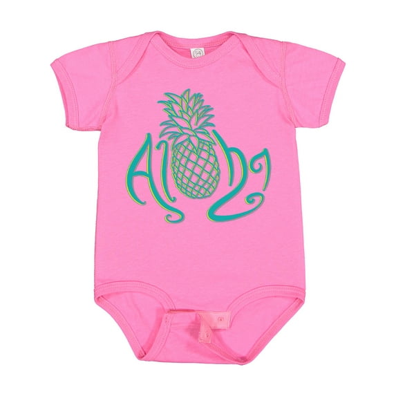 Inktastic Aloha- with Multicolor Teal Pineapple Boys or Girls Baby Bodysuit