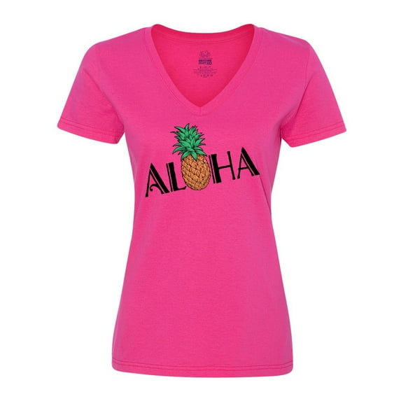 Inktastic Aloha- with Pineapple Women's V-Neck T-Shirt