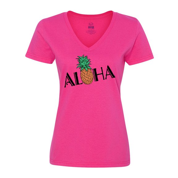 Inktastic Aloha- with Pineapple Women's V-Neck T-Shirt