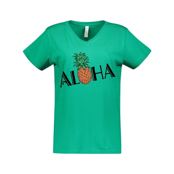 Inktastic Aloha- with Pineapple Women's V-Neck T-Shirt