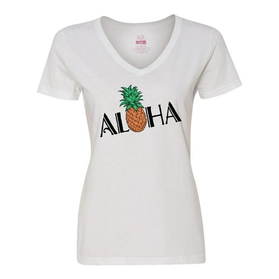 Inktastic Aloha- with Pineapple Women's V-Neck T-Shirt