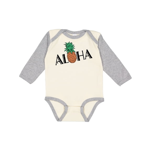 Inktastic Aloha- with pineapple Boys or Girls Long Sleeve Baby Bodysuit