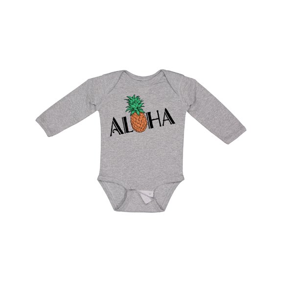 Inktastic Aloha- with pineapple Boys or Girls Long Sleeve Baby Bodysuit