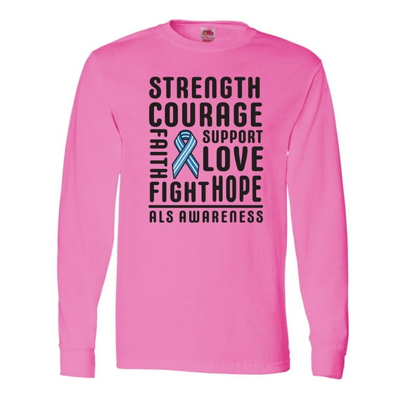 Inktastic ALS Awareness Strength Courage Support Long Sleeve T-Shirt