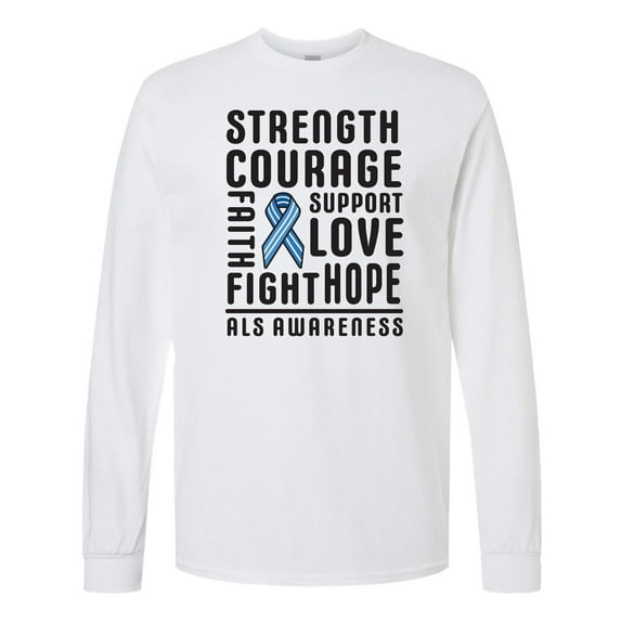 Inktastic ALS Awareness Strength Courage Support Long Sleeve T-Shirt