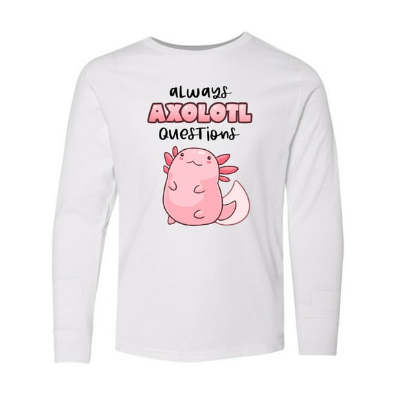 Inktastic Always Axolotl Questions Cute Curious Axolotl Long Sleeve Youth T-Shirt