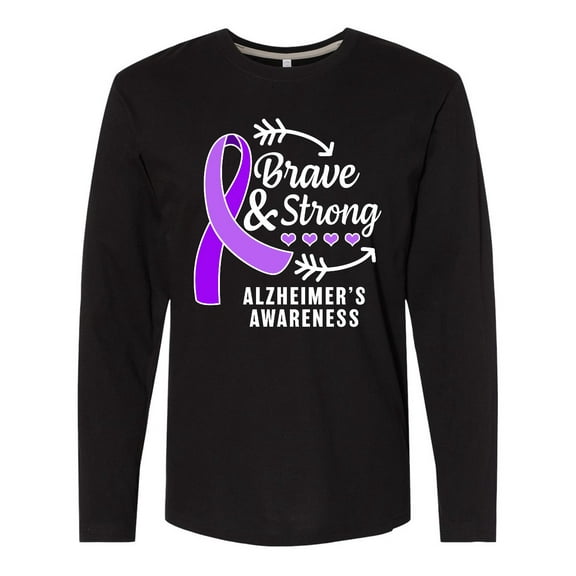 Inktastic Alzheimer's Awareness Brave and Strong Long Sleeve T-Shirt