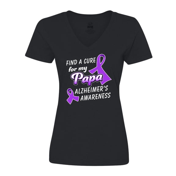 Inktastic Alzheimer's Awareness Find a Cure for my Papa Women's V-Neck T-Shirt