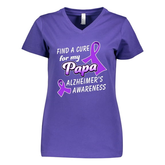 Inktastic Alzheimer's Awareness Find a Cure for my Papa Women's V-Neck T-Shirt