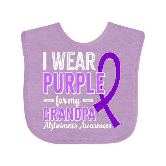 Inktastic Alzheimer's Awareness I Wear Purple for My Grandpa Boys or Girls Baby Bib