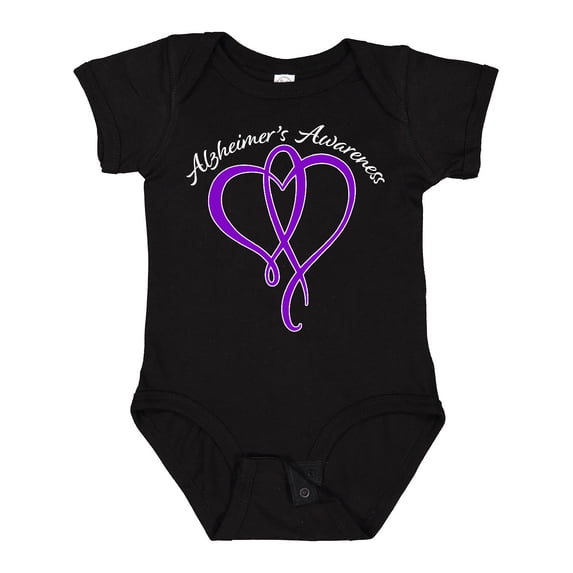 Inktastic Alzheimer's Awareness Purple Ribbon Heart Boys or Girls Baby Bodysuit