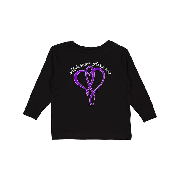 Inktastic Alzheimer's Awareness Purple Ribbon Heart Boys or Girls Long Sleeve Toddler T-Shirt