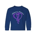 thumbnail image 1 of Inktastic Alzheimer's Awareness Purple Ribbon Heart Long Sleeve Youth T-Shirt, 1 of 5
