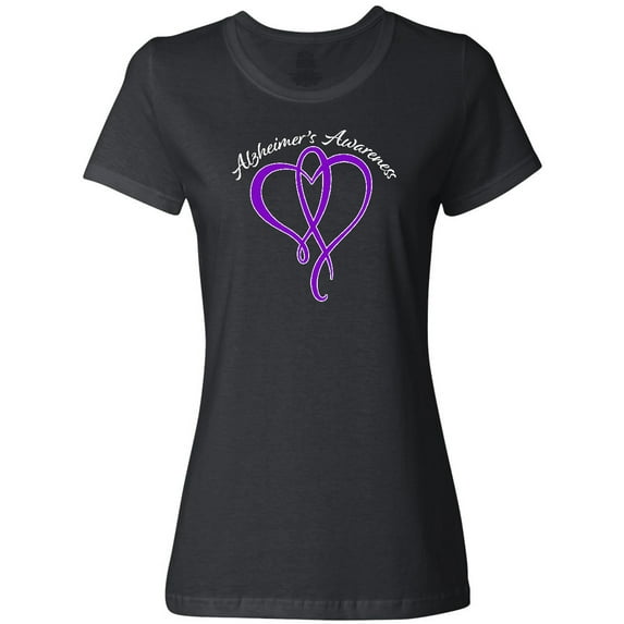 Inktastic Alzheimer's Awareness Purple Ribbon Heart Women's T-Shirt