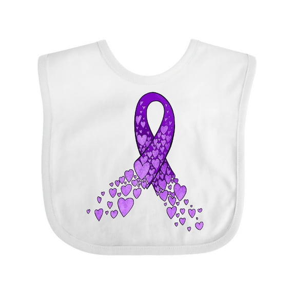 Inktastic Alzheimer's Awareness Purple Ribbon Made of Heart Boys or Girls Baby Bib