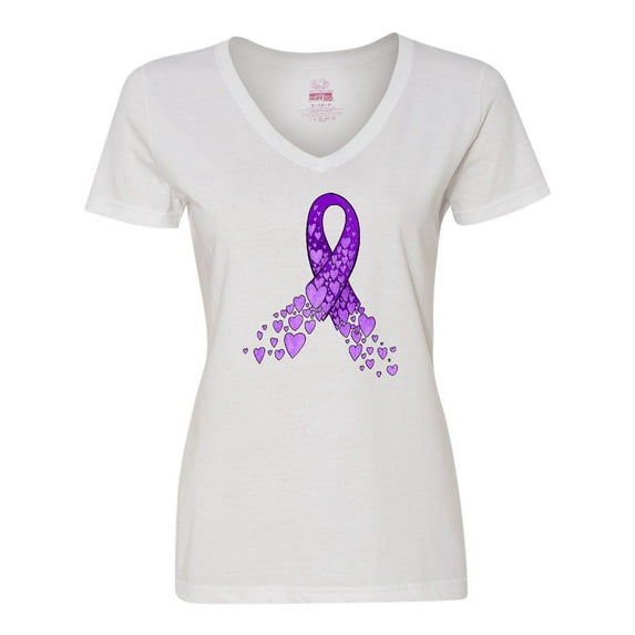 Inktastic Alzheimer's Awareness Purple Ribbon made of Heart Women's V-Neck T-Shirt