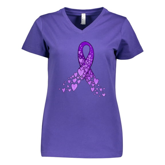 Inktastic Alzheimer's Awareness Purple Ribbon made of Heart Women's V-Neck T-Shirt