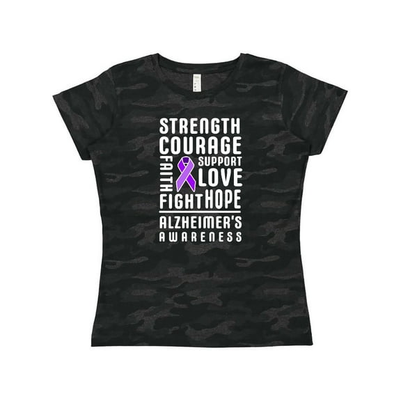 Inktastic Alzheimer's Awareness Strength Support and Courage Women's T-Shirt