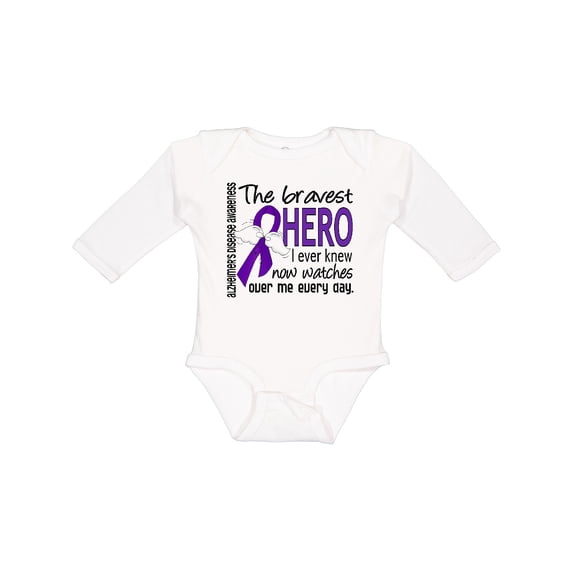 Inktastic Alzheimer's Disease Bravest Hero I Ever Knew 1 Boys or Girls Long Sleeve Baby Bodysuit
