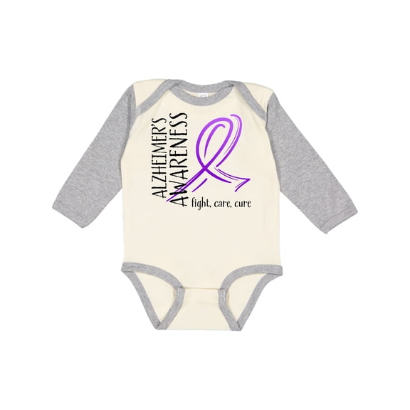 Inktastic Alzheimers Awareness- Fight, care, cure Boys or Girls Long Sleeve Baby Bodysuit