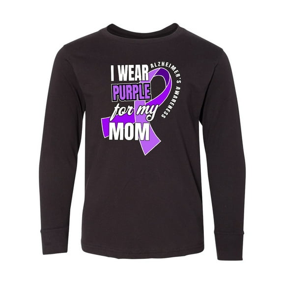 Inktastic Alzheimers Awareness I Wear Purple For My Mom Long Sleeve Youth T-Shirt
