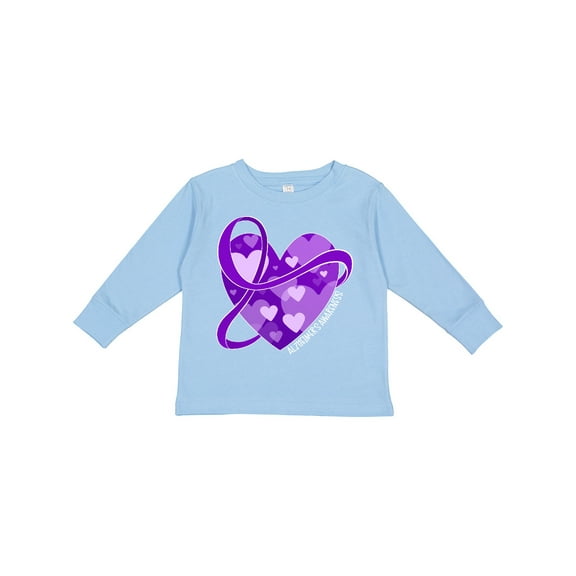 Inktastic Alzheimers Awareness Purple Ribbon Around Heart Boys or Girls Long Sleeve Toddler T-Shirt