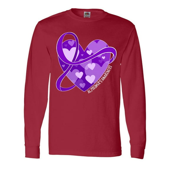 Inktastic Alzheimers Awareness Purple Ribbon Around Heart Long Sleeve T-Shirt