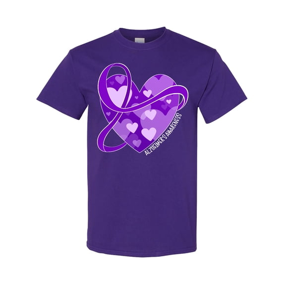 Inktastic Alzheimers Awareness Purple Ribbon Around Heart T-Shirt