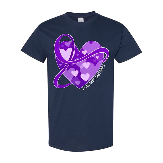 Inktastic Alzheimers Awareness Purple Ribbon Around Heart T-Shirt